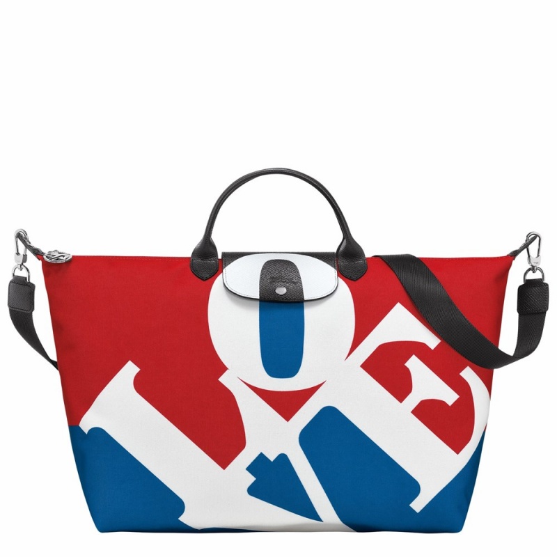White Red Longchamp Longchamp X Robert Indiana Men's Travel Bags